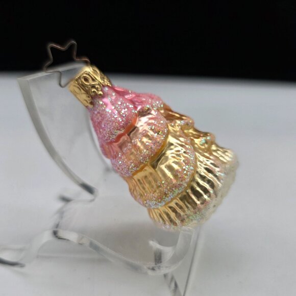 Inge Glas Pink Tree Coat Glass Christmas Ornament Germany 2.5" - Picture 2 of 6